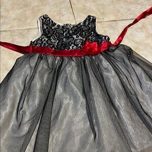 Elegant Black and Red Dress with Lace Top for toddler